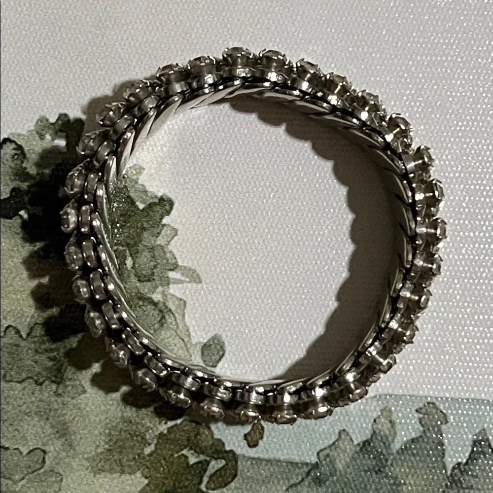 Vintage Silver Rhinestone Expansion Japan Stretch Bracelet